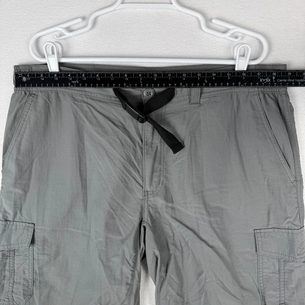 Eddie Bauer Mens XL Gray Nylon Cargo‎ Hiking Shorts Belted Lightweight Utility